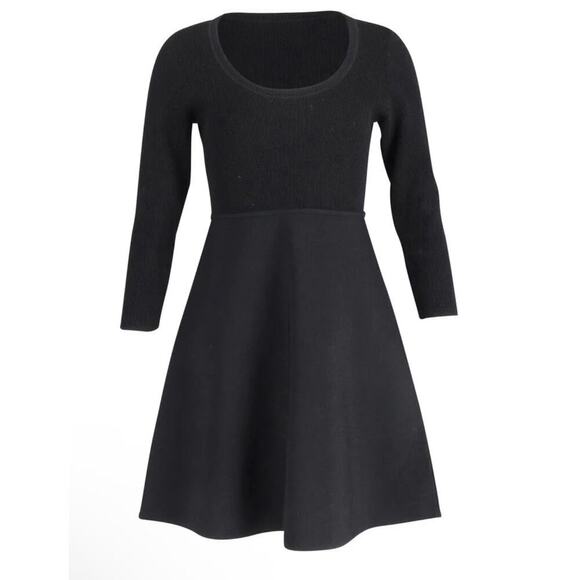 Theory Scoop Neck Compact Knit Mini Dress In Black Viscose, Fit and Flare M - Picture 9 of 9